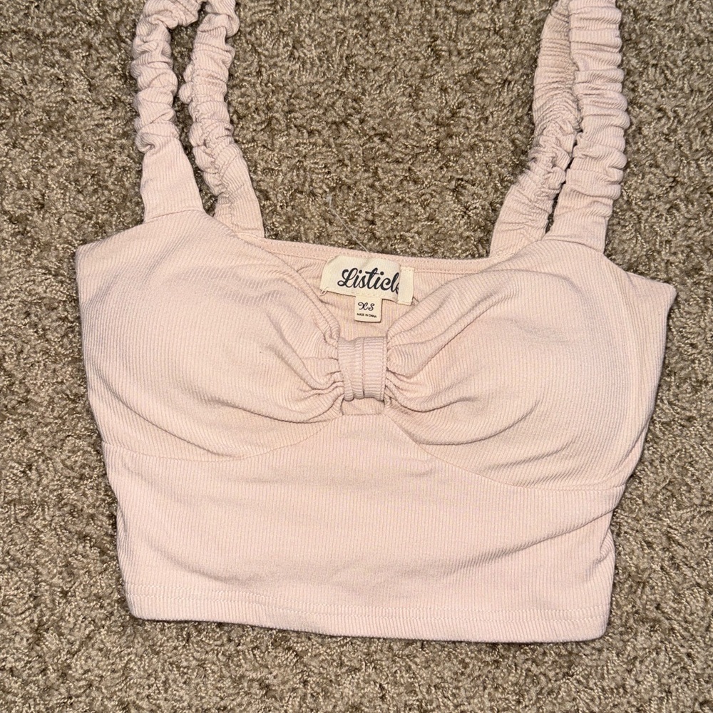 Dry Goods Light Pink Ruched Crop Top - Picture 2 of 3